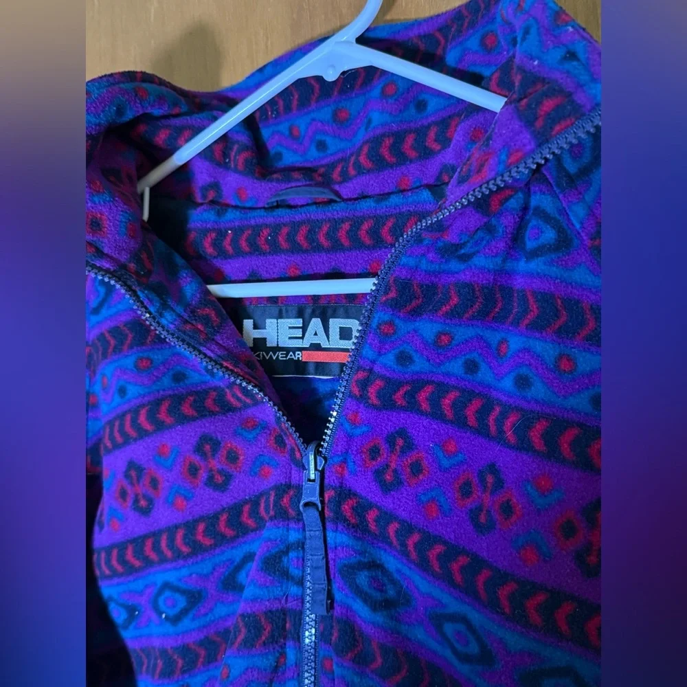 HEAD Women’s Vibrant Patterned Teddy Jacket - Purple and Blue - Picture 2 of 4